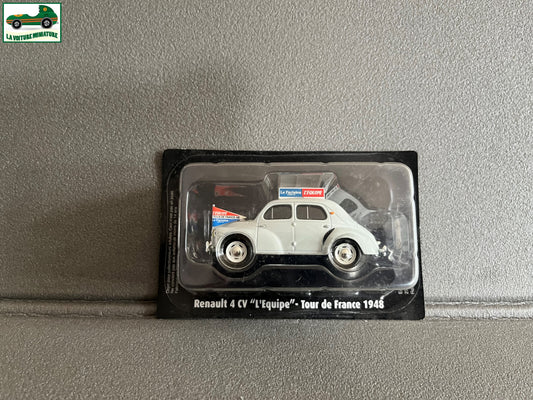 Voiture Miniature Renault 4CV L'Equipe Tour de France 1948 Vélo Norev 1/43