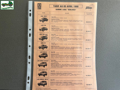 Ancien Dépliant Brochure Documentation Automobile Lada Poch Tarif 1988