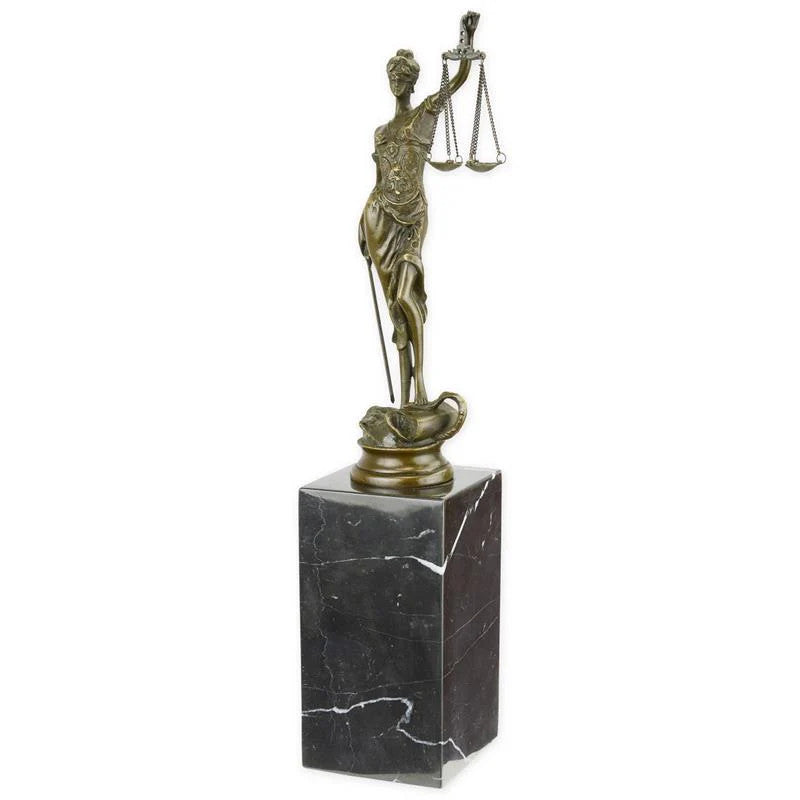 STATUE MODERNE SCULPTURE BRONZE DE LA DAME JUSTICE