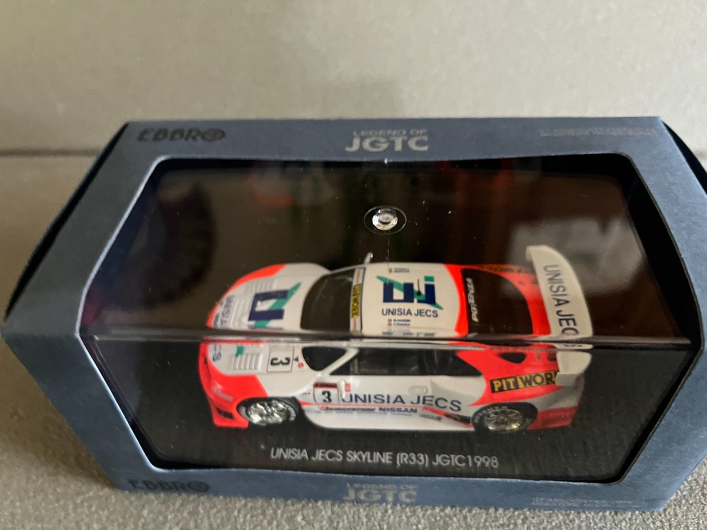 Voiture Miniature Nissan Unisia Jecs Skyline R33 JGTC 1998 Ebbro au 1/43