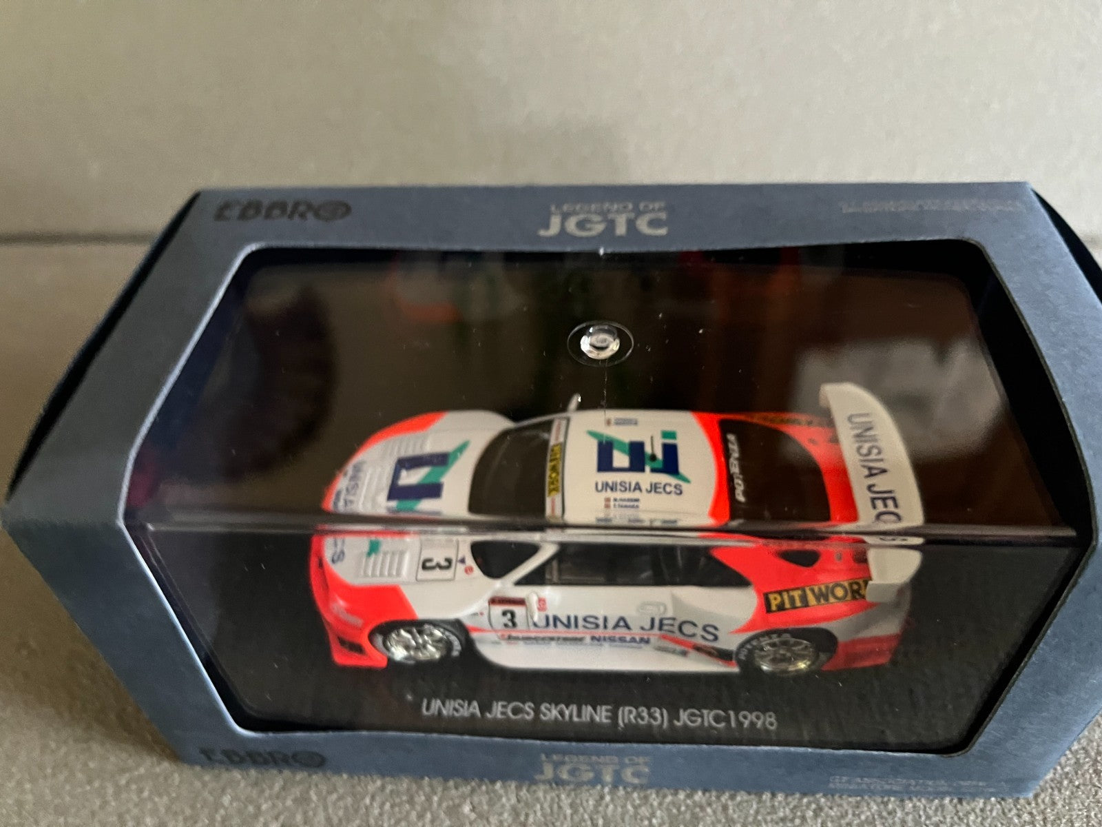 Voiture Miniature Nissan Unisia Jecs Skyline R33 JGTC 1998 Ebbro au 1/43