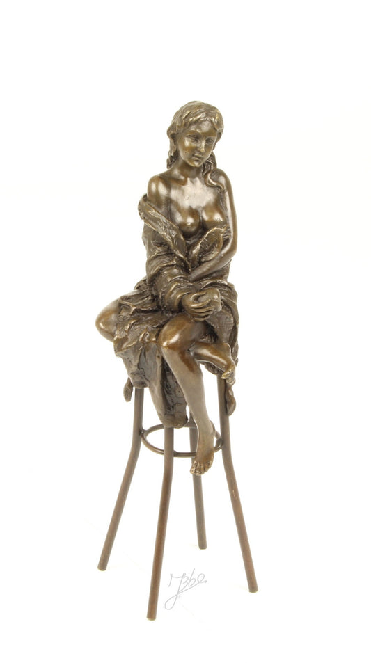 Statue Sculpture Bronze Art Déco Nouveau Femme Tabouret Bar DSBJ-12 Moderne