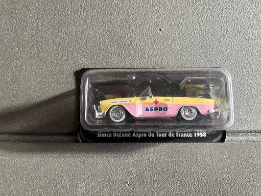 Voiture Miniature Simca Océane Aspro 1958 Tour de France Vélo Norev au 1/43