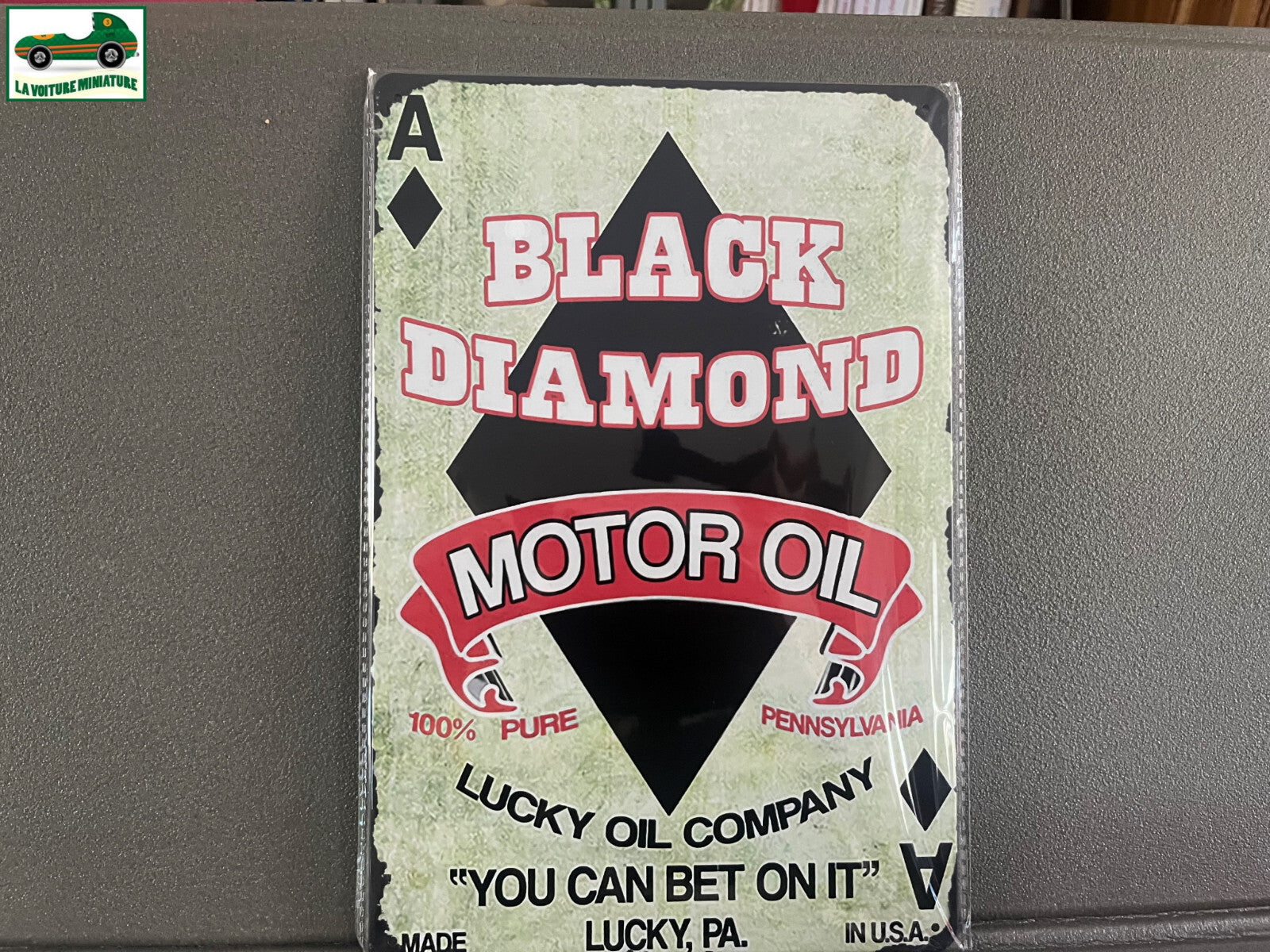 Plaque Métal Voiture Automobile Garage Huile Moteur Black Diamond 20 x 30 cm