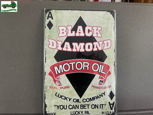Plaque Métal Voiture Automobile Garage Huile Moteur Black Diamond 20 x 30 cm