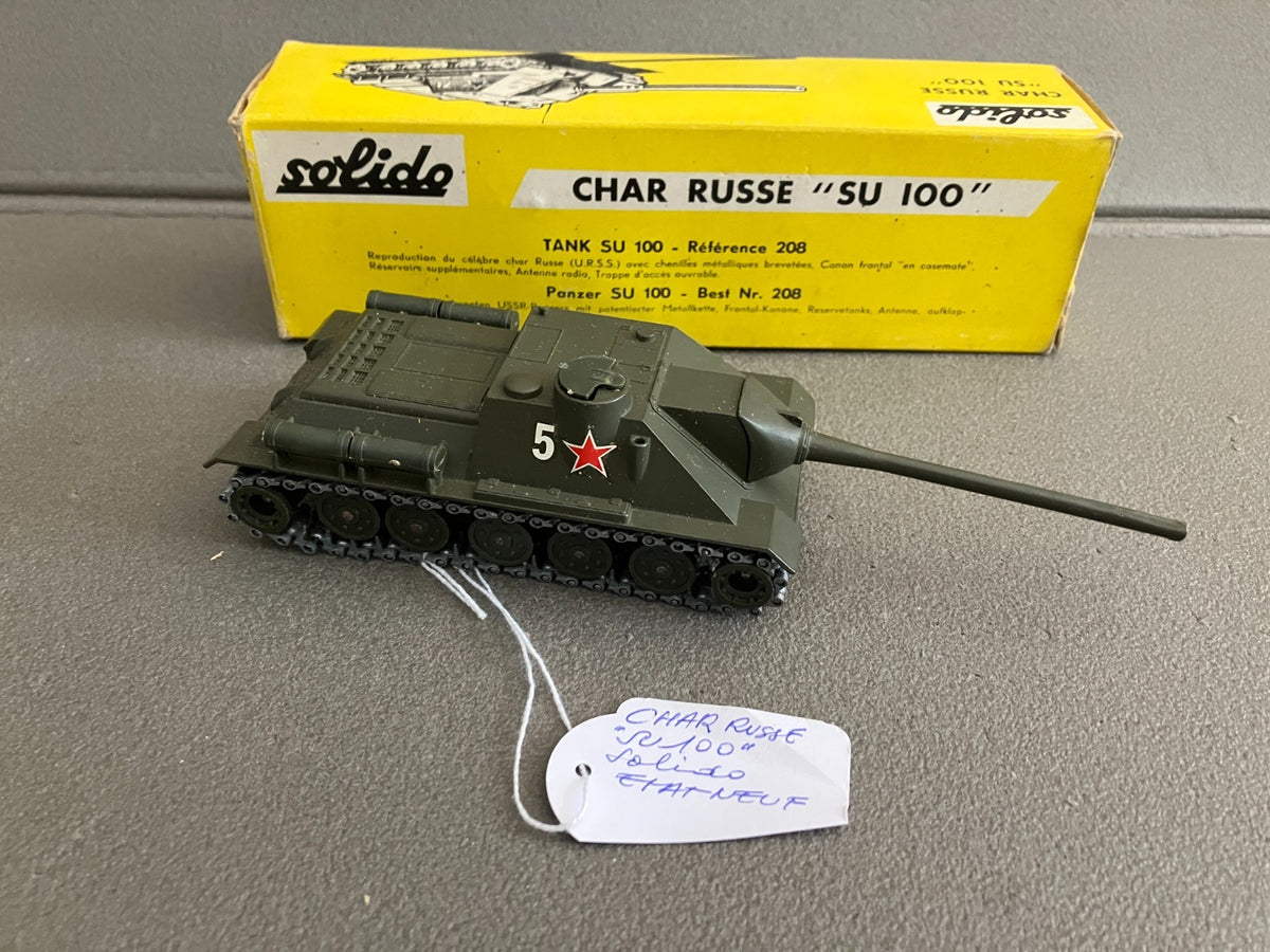 Ancienne Miniature Militaire Blindé Char Russe SU 100 208 Solido France 1/50