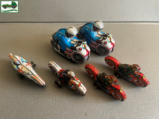 Ancienne Miniature Métal Tôle Mécanisme Lot 6 Moto Japan Korea