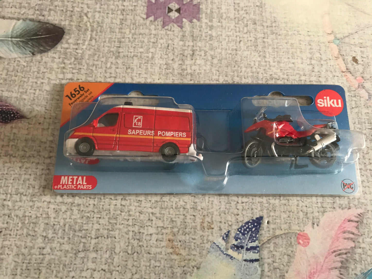 Voiture Miniature Siku 1656 Camion Set Pompiers Moto Brigade France