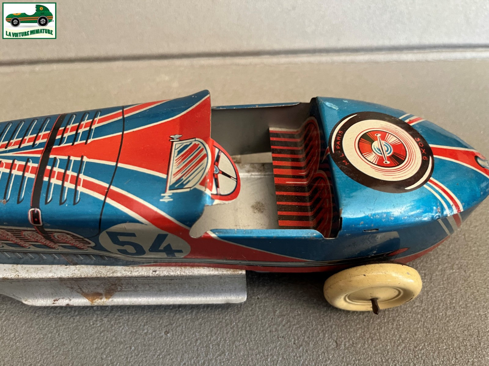 Jouet Ancien Tôle Voiture Course M L PARIS ML 510 Martinan Larnaude Vintage