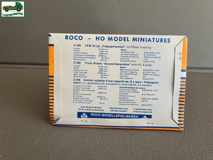 Miniature Engin Militaire Camion Blindé Z-296 LKW 10 tgl Roco Minitanks  1/87 HO