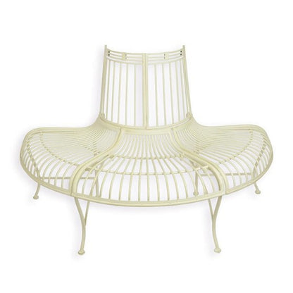 Banc pour jardin fer métal Tour d'arbre blanc style antique démontable DSTZ-79