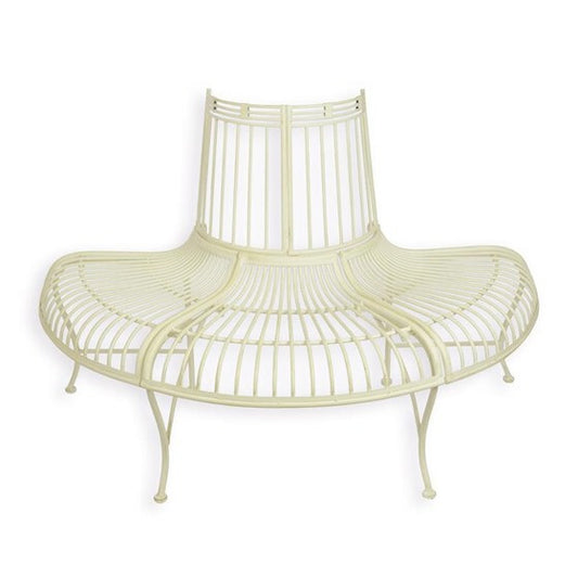 Banc pour jardin fer métal Tour d'arbre blanc style antique démontable DSTZ-79