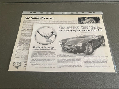 Ancien Dépliant Brochure Documentation Automobile The Hawk 289 Series