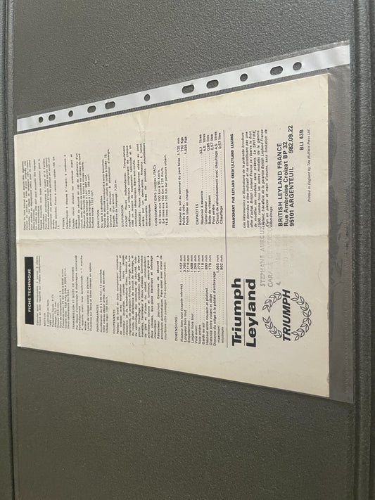 Ancien Dépliant Brochure Documentation Automobile Spitfire 1500