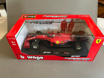Voiture miniature Ferrari SF 21 Sainz Formule 1 Burago au 1/18