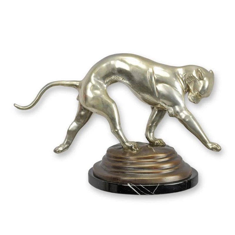 STATUE MODERNE SCULPTURE BRONZE JAGUAR MARCHE