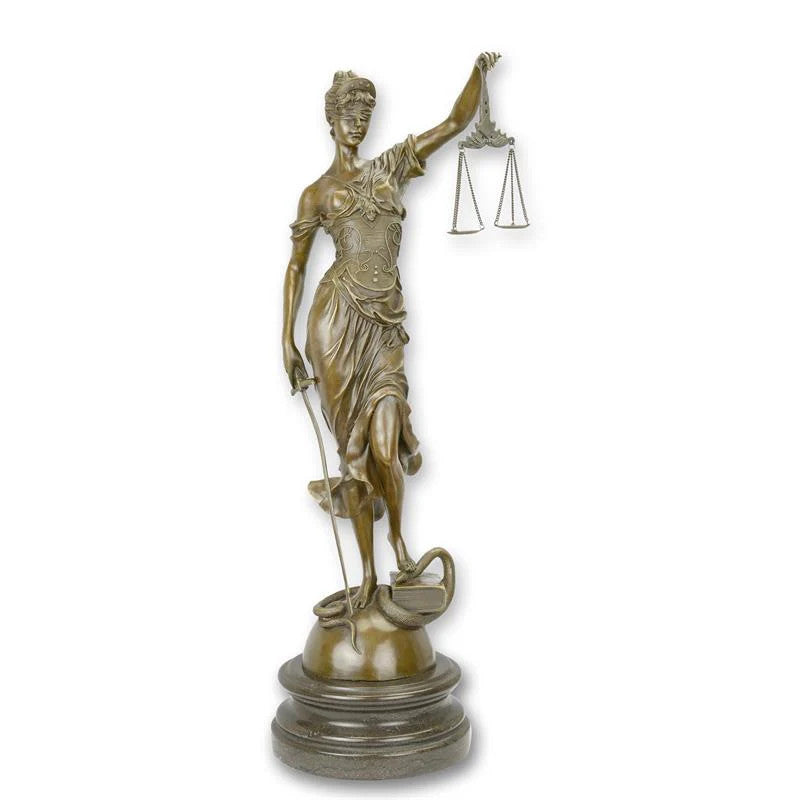STATUE MODERNE SCULPTURE BRONZE DE LA DAME JUSTICE