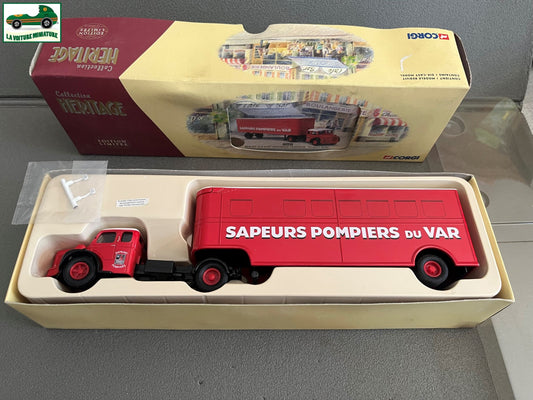 Voiture Miniature Camion Semi Remorque Berliet GLR Pompiers du Var Corgi 1/50