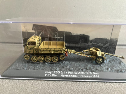 Miniature Militaire Char Tank Blindé Steyr RSO 0/1 + Pak 40 Altaya 1/72