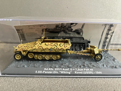 Miniature Militaire Char Tank Blindé Sd.Kfz. 251/1 + 7.5 cm Pak 40 Altaya 1/72