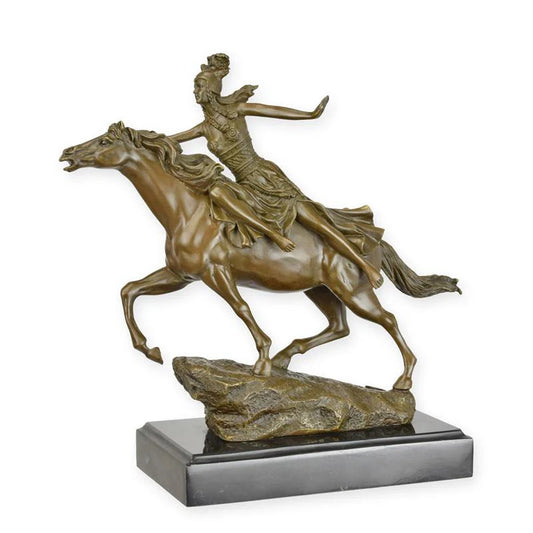 STATUE MODERNE SCULPTURE BRONZE AMAZONE À CHEVAL
