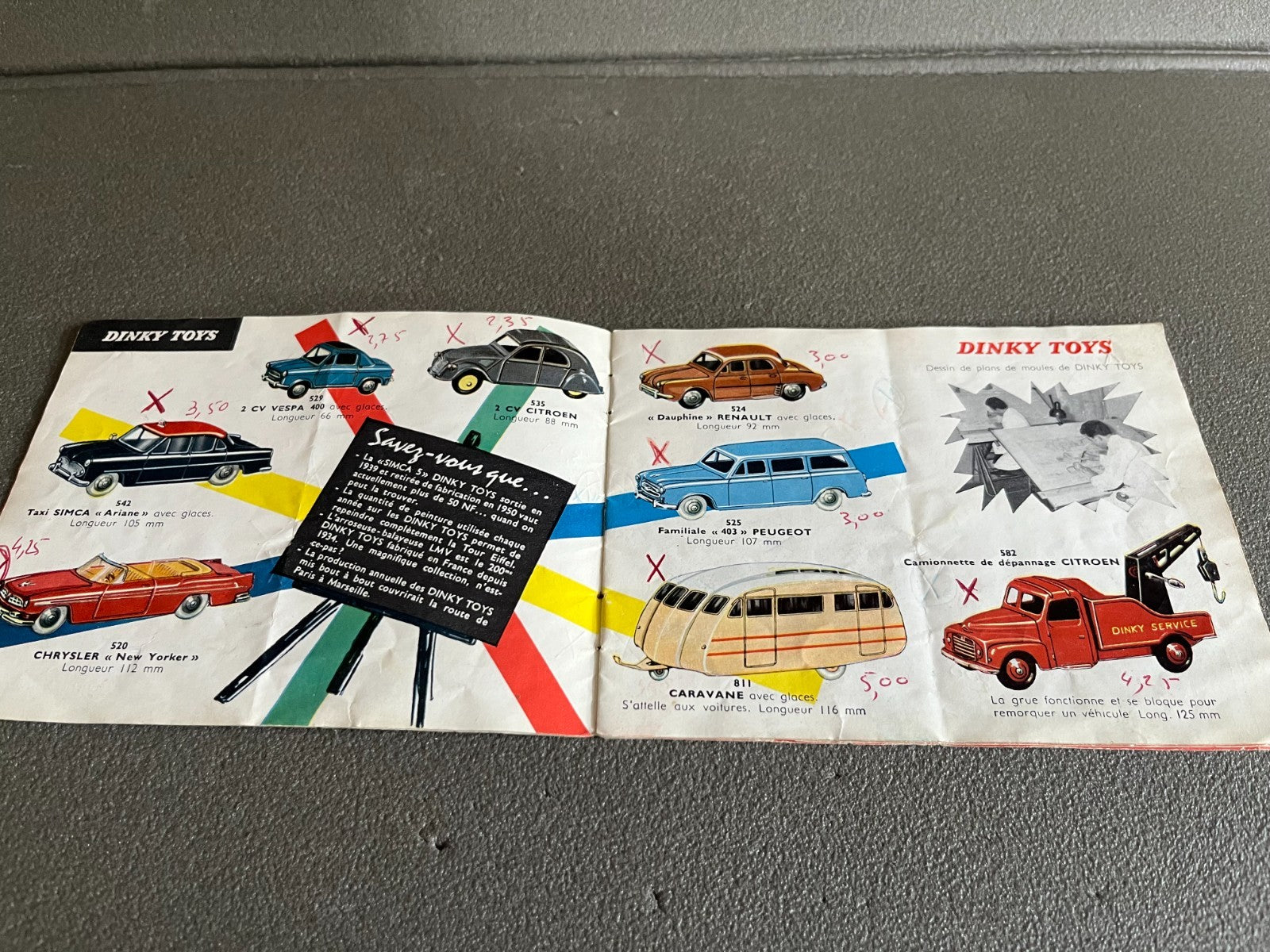 Ancien Dépliant Documentation Catalogue Jouet Voiture Dinky Toys 1960