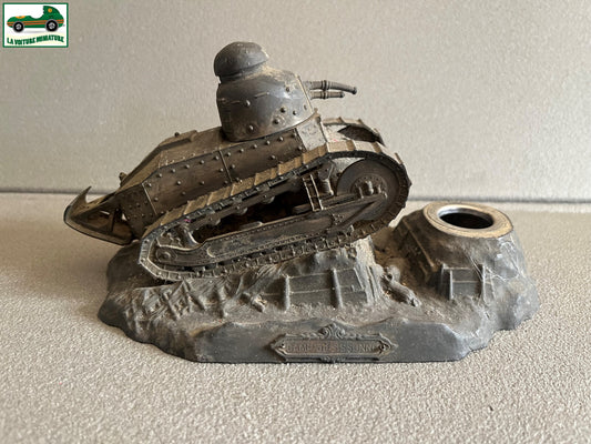 Ancien Miniature Militaire Char Encrier tank Renault FT17 Camp de Sissone