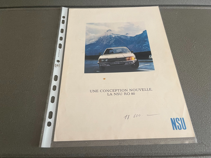 Ancien Dépliant Brochure Documentation Automobile NSU RO 80