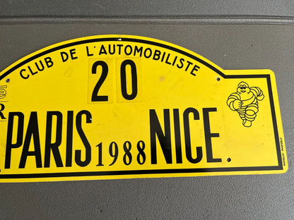 Plaque Métal Voiture Manilux rallye Michelin Paris Nice 1988 L'Automobiliste