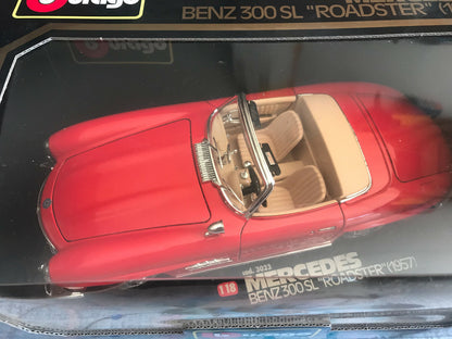 Voiture miniature Mercedes Benz 300 SL Roadster 1957 Burago au 1/18