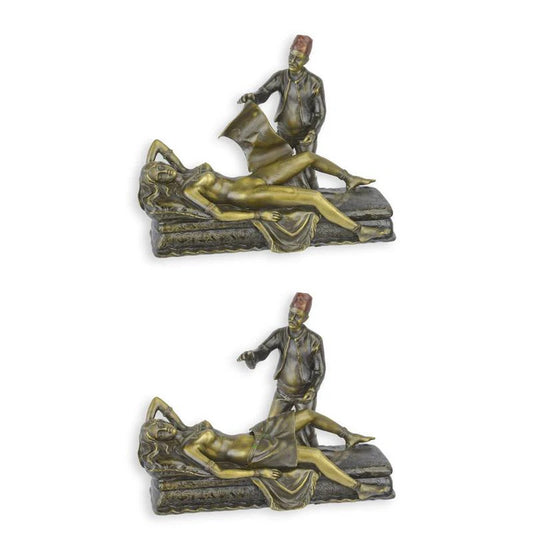 ÉROTIQUE STATUE MODERNE SCULPTURE BRONZE FEMME EROTIQUE ALLONGÉE