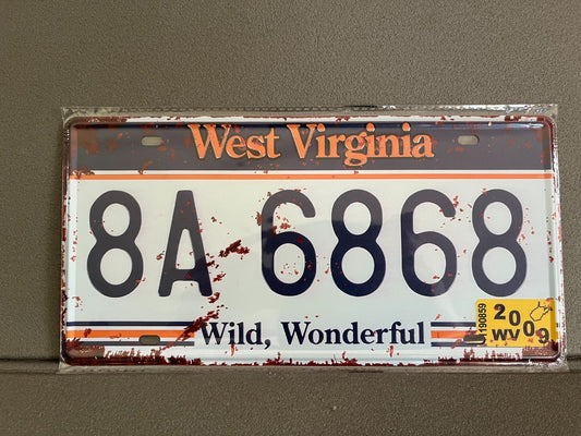 Plaque Métal Voiture Automobile Américaine Immatriculation West Virginia 15x30cm