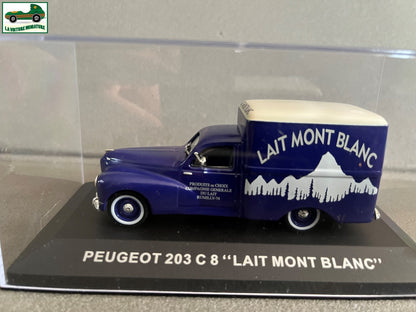 Voiture miniature Publicitaire Peugeot 203 C 8 Lait Mont Blanc au 1/43