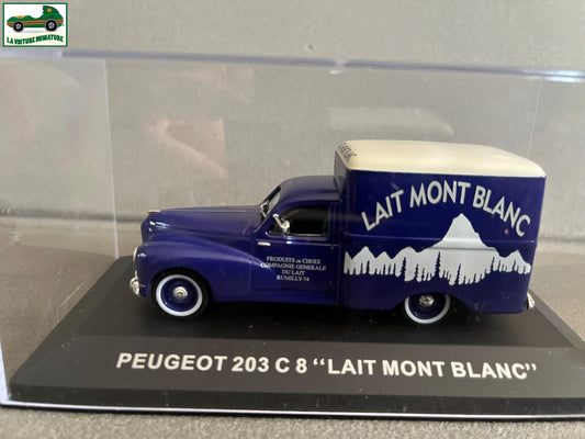 Voiture miniature Publicitaire Peugeot 203 C 8 Lait Mont Blanc au 1/43