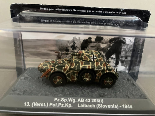 Miniature Militaire Char Tank Blindé Pz.Sp.Wg. AB 43 203 1944 Altaya au 1/72