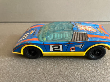 Jouet Ancien Voiture Miniature Course Tôle Plastique Joustra GT N°2 France
