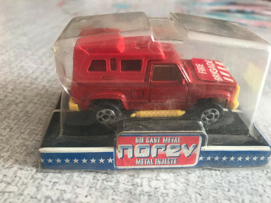 Ancienne Voiture Norev Miniatures 4x4 Fire Brigade Type Majorette 1/64 Minijet