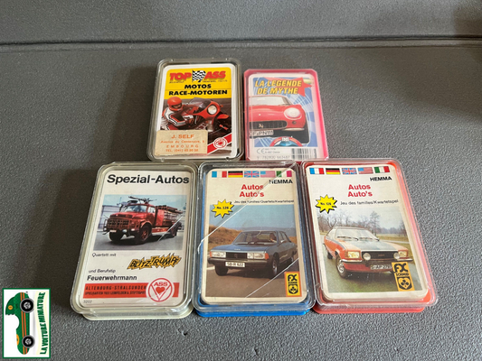 Lot de 5 Jeux de Carte Thème Moto Voiture Hemma ASS Ancien Collection