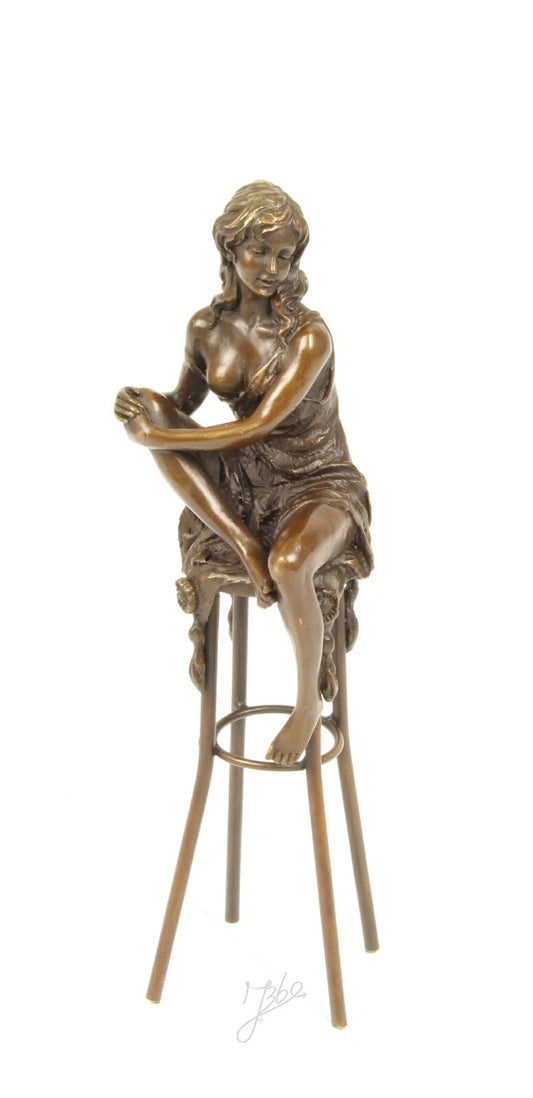Statue Sculpture Bronze Art Déco Nouveau Femme Tabouret Bar DSBJ-11 Moderne
