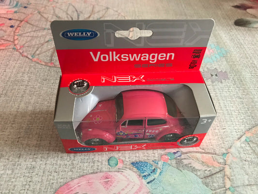 Voiture miniature Volkswagen Beetle Peace and Love Welly 1/34 - 1/36 - 1/39