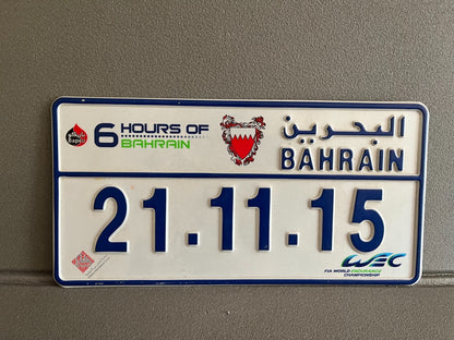 Plaque Métal Voiture Automobile 6 Hours of Bahrain FIA 21 11 2015 Endurance