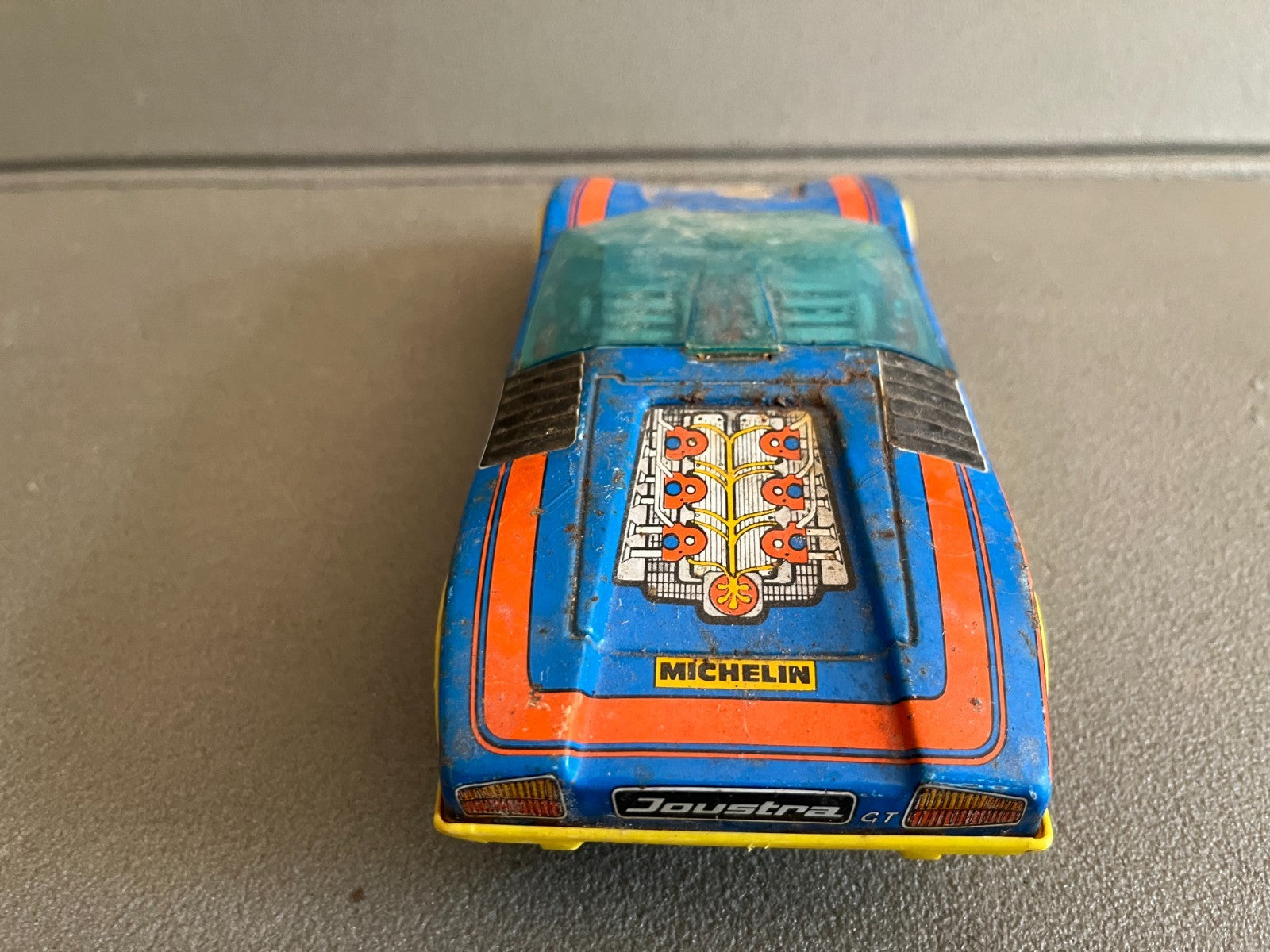 Jouet Ancien Voiture Miniature Course Tôle Plastique Joustra GT N°2 France