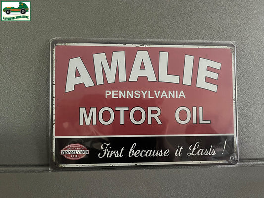 Plaque Métal Voiture Automobile Garage Huile Moteur Amalie 20 x 30 cm