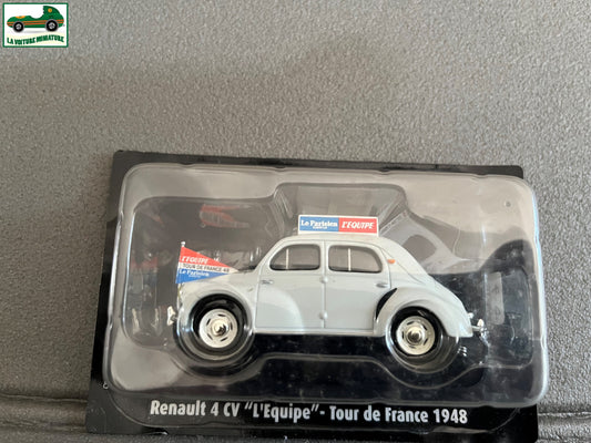 Voiture Miniature Renault 4CV L'Equipe Tour de France 1948 Vélo Norev 1/43