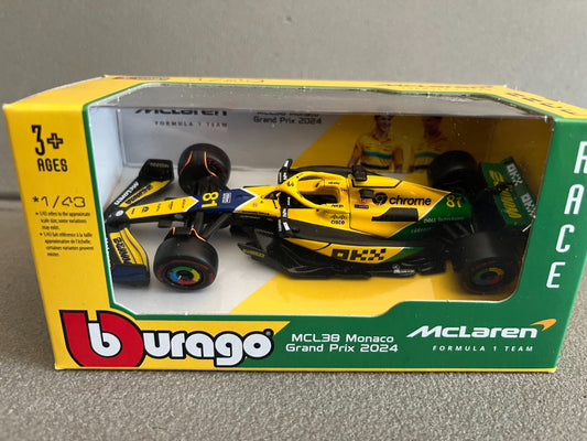 Voiture miniature Collection Formule 1 F1 McLaren Mcl38 Monaco GP Burago au 1/43