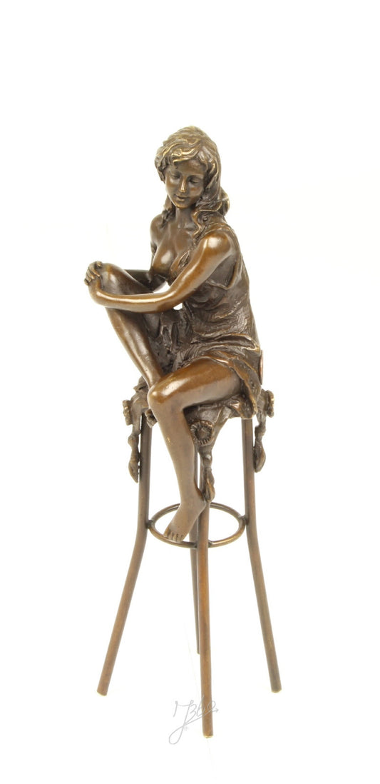 Statue Sculpture Bronze Art Déco Nouveau Femme Tabouret Bar DSBJ-11 Moderne