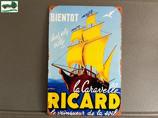 Plaque Métal Publicitaire La Caravelle Ricard Pastis 20 x 30 cm