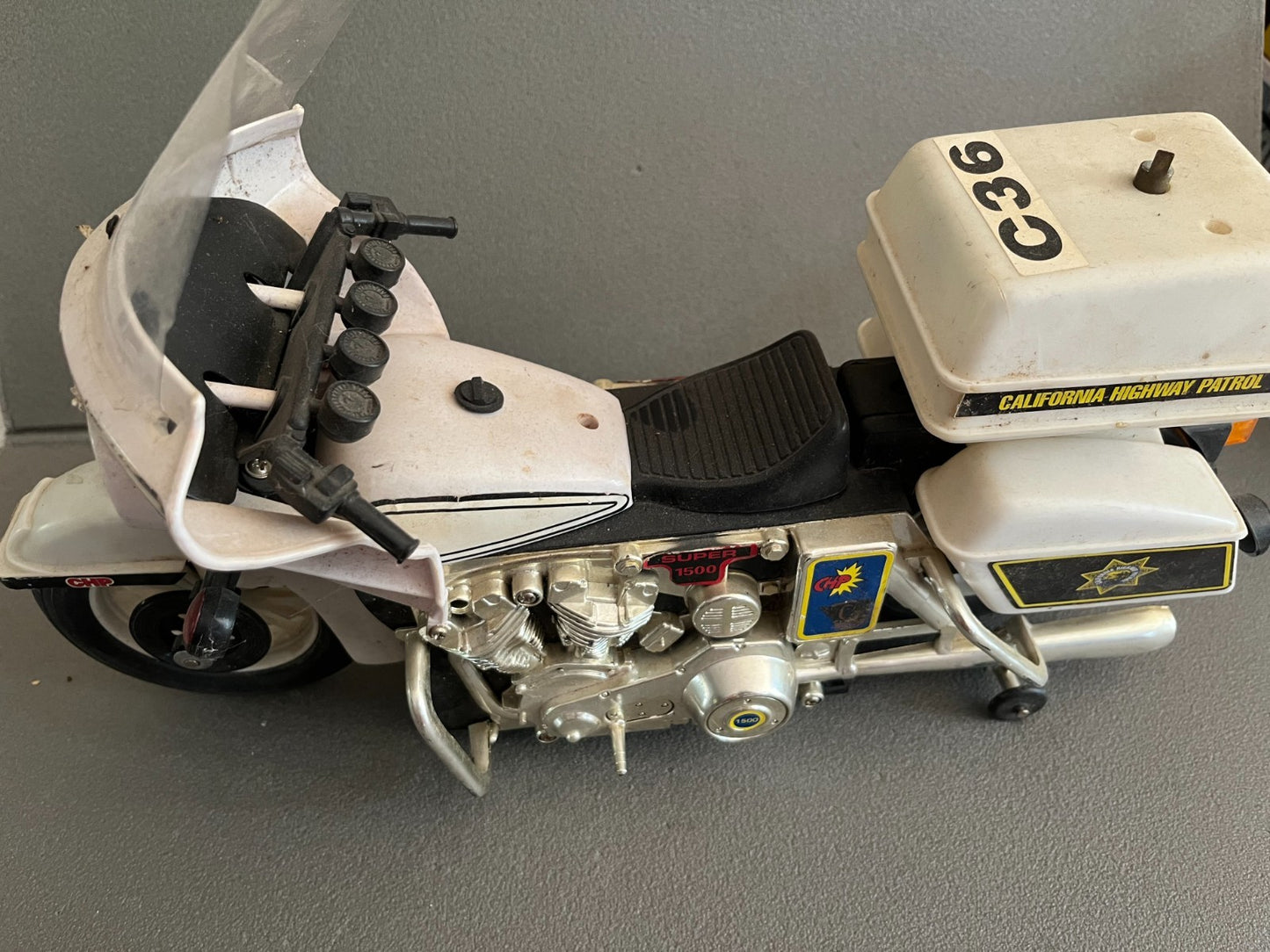 Jouet Ancien Plastique Moto Police California Highway Patrol Super 1500 Pile