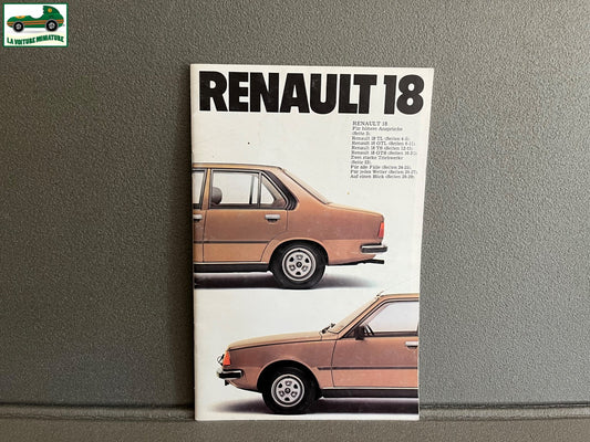 Ancien Dépliant Brochure Documentation Automobile Renault 18 Allemand