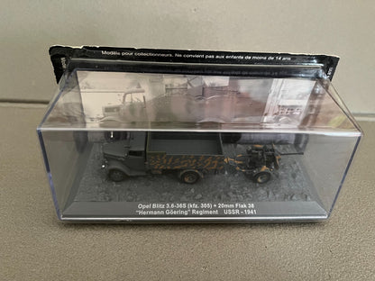 Miniature Militaire Char Tank Blindé Opel Blitz 3.6-36S 20mm Flak 38 Altaya 1/72